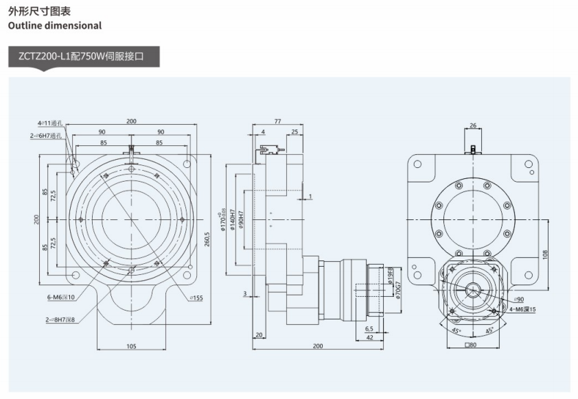 卓创ZCTZ中空旋转平台规格